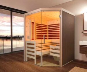 Sauna Infrarot Kombination Aurora im Zimmer
